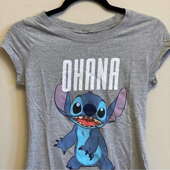 Disney M Lilo and Stitch gray short sleeve t-shirt Ohana - Picture 2 of 6